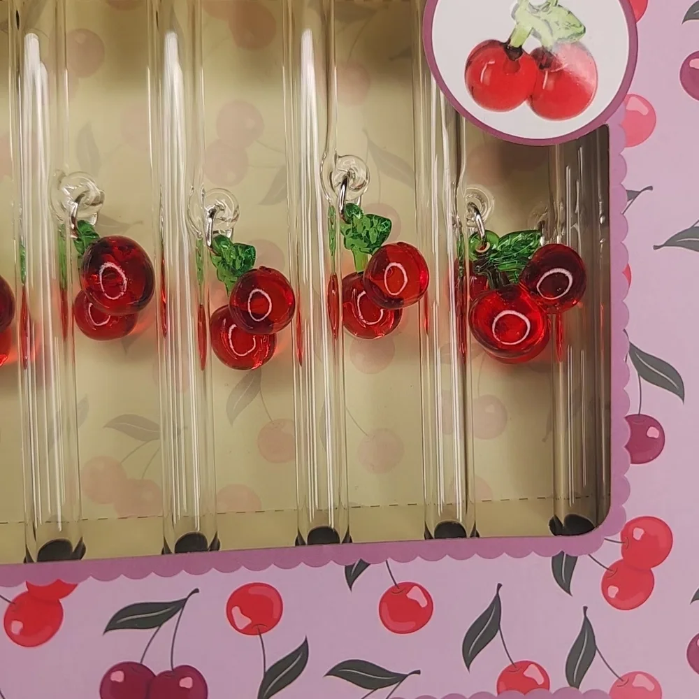 Glass Straws with Cherry Attachments Set